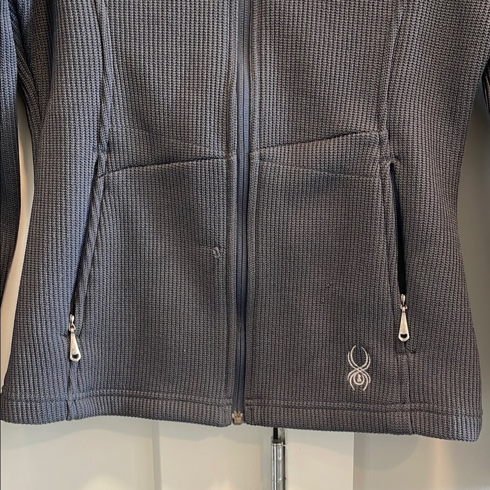 Spyder Women's Dark Gray Ribbed Full-Zip Utility Jacket - Picture 2 of 4